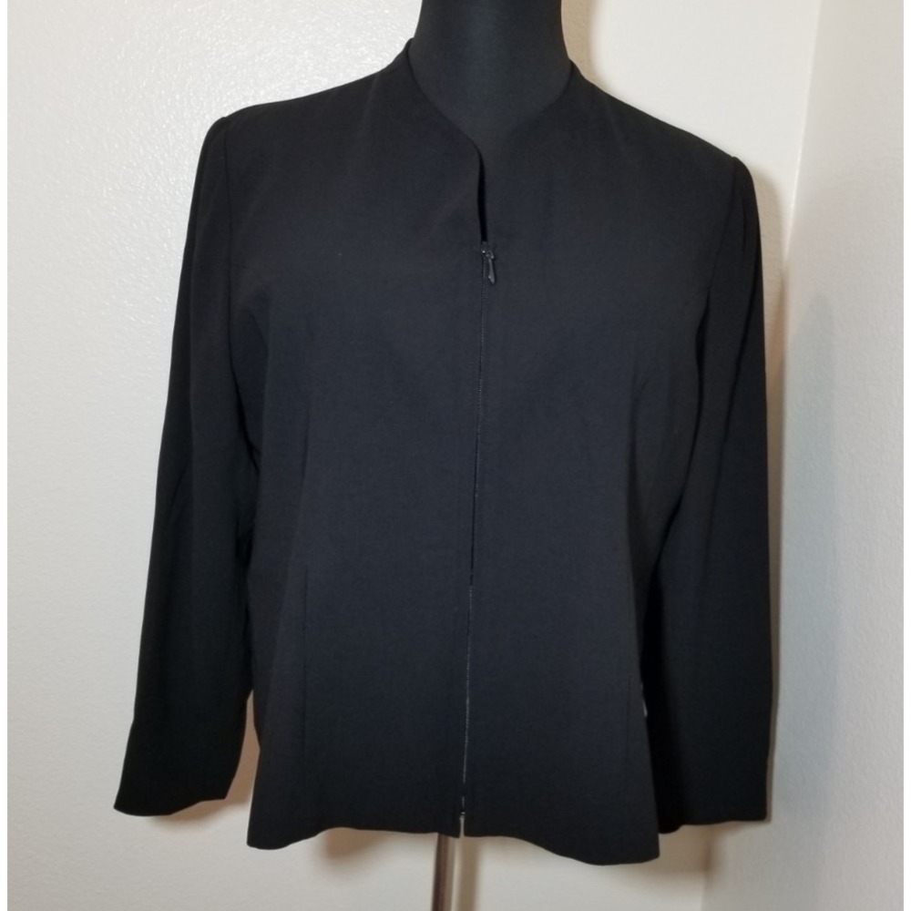 George Womens Sz 20  Black Zip Up Jacket Blazer Business Retro Preppy Minimalist
